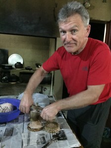 Making string hoppers. 